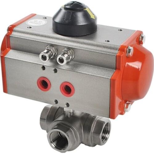 Three way ball valve pneumatic valve stainless steel ball valve