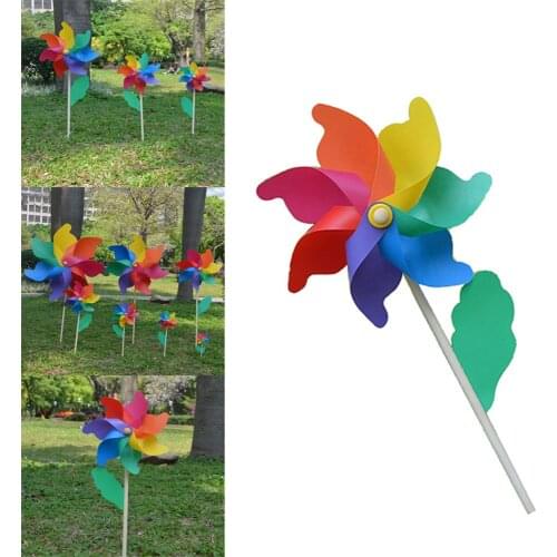 Plastic Rainbow Pinwheel, Party Pinwheels DIY Lawn Windmill for Kids Toy Garden Party Lawn Decor
