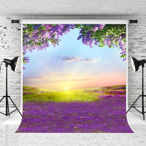 VinylBDS 6.5x10ft Purple flowers wedding Photography Backdrops Lavender Sunny Day Wedding Fantasy Photography Scenic Backdrops