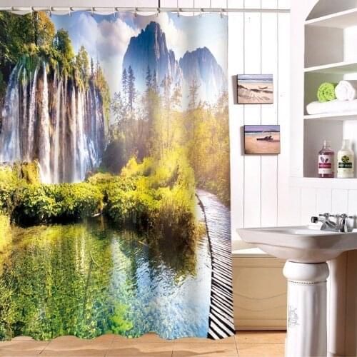 3D shower curtain landscape Pattern Polyester Fabric Waterproof Shower Curtain Eco-Friendly Bathroom Curtain Home