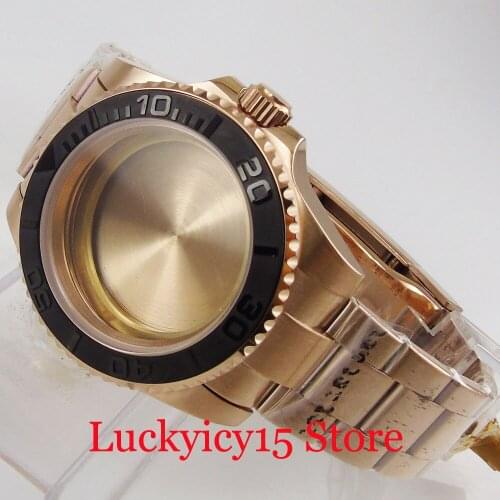 High Quality Rose Gold Coated Coated Men Watch Case + Watch Band Fit ETA 2836 MIYOTA Automatic Movement