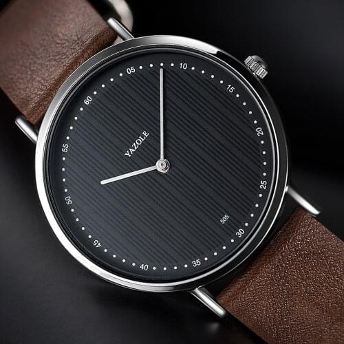 YAZOLE Mens Watches Men Watch Fashion Mens Clock Waterproof Simple Casual Elegant Leather Quartz Watch reloj hombre relogio YA