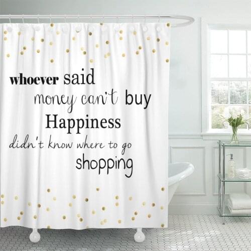 Quote Text Funny Quotation on Gold Confetti Chanel Retail Shower Curtain Waterproof Polyester Fabric 60 x 72 Inches with Hooks