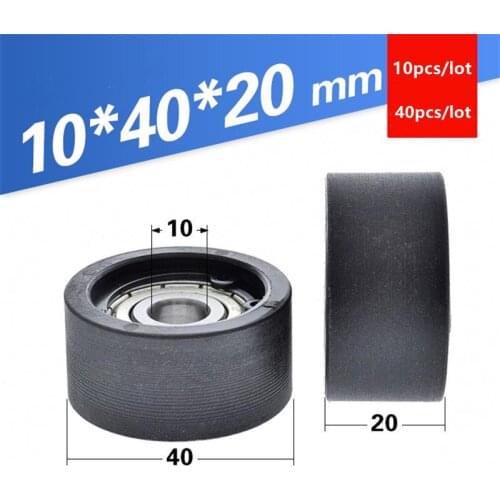 10pcs/40pcs 10*40*20mm flat roller 6200ZZ 6200 bearing nylon plastic coated pulley guide wheel 10x40x20