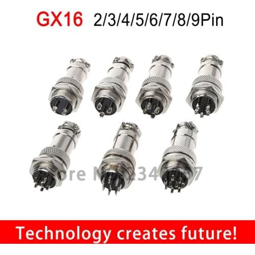 10pcs GX16 Aviation Plug Male & Female Wire Panel Metal Connector 16mm 2/3/4/5/6/7/8/9 Pin