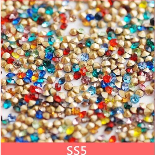 1440Pcs ss5 Size 3D Nails Decoration Crystal Stone Glass Sharp Bottom Pointback Rhinestone For Nail Art Jewelry DIY