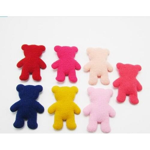 30pcs/lot Childrens hair Clip Accessories DIY Handmade Furry Felt Bear Padded Applique for Headwear Decoration