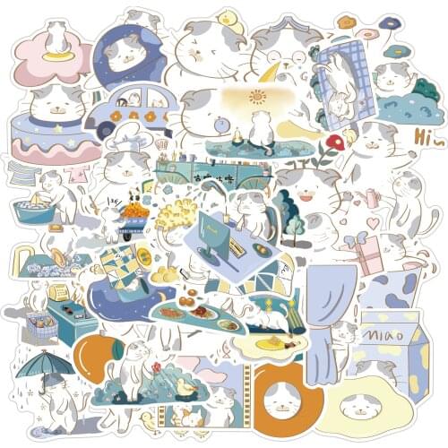 40pcs Cartoon The Life of the cat Stickers Diy Waterproof Luggage Scrapbook Album Notebook Diary Card Decoration Stickers Decal
