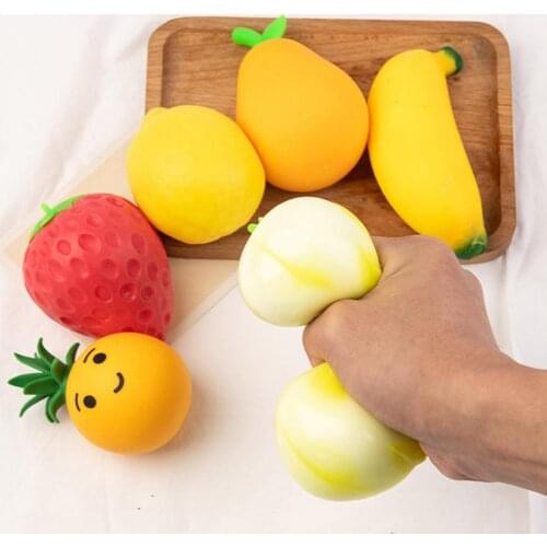 7PCS/Set Fruit Squeezing Toy Pull Stretch Relaxing Calm Focus Toy Kids Squishy Anti-stress Stress Relief Funny Gifts Fidget Toys