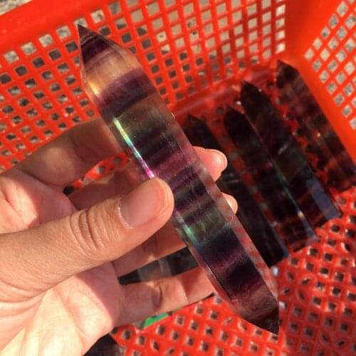 83g Natural Fluorite Quartz Crystal Column Magic Wand Obelisk Point Reiki Heal