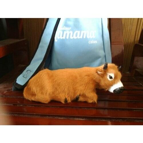 Large 24x10cm simulation yellow prone cattle model toy,polyethylene&furs toy 1886