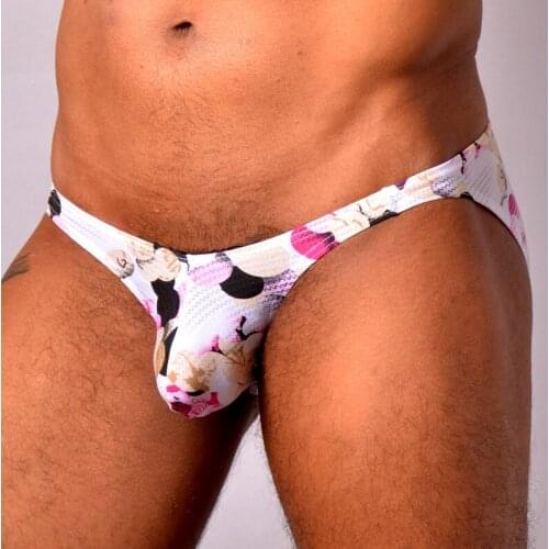 WOXUAN Brand Man Underwear Male Fashion Floral Bulge Penis Pouch Mini Briefs Lingerie Gay Comfortable Cotton Jockstraps Panties