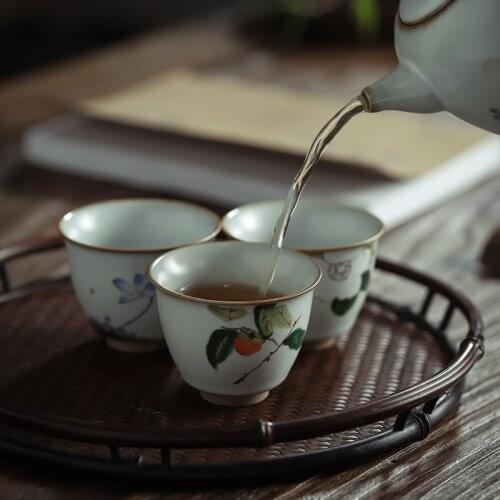 Ru Tea Cup Ru-porcelain Gracked Glaze Can Raise Large Size Teacup New Chinese Style Ceramic Single Cup Master Cup Teacups