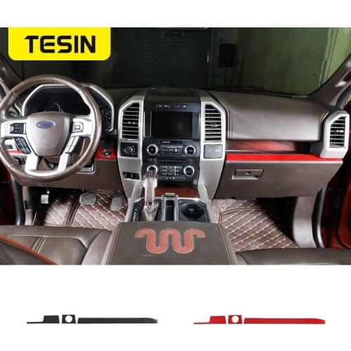 TESIN Car Center Console Decoration Cover Stickers Protection Trim For Ford F150 2015 2016 2017 2018 2019 2020 2021 Accessories
