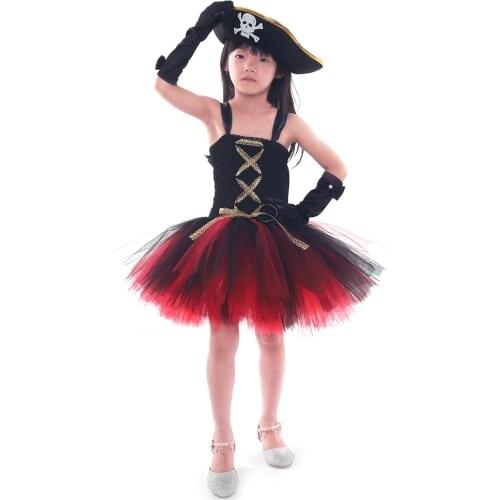 POSH DREAM Pirate Captain Design Kids Girls Costume for Fancy Dress Party Halloween Polyester Toddler Girls Dresses
