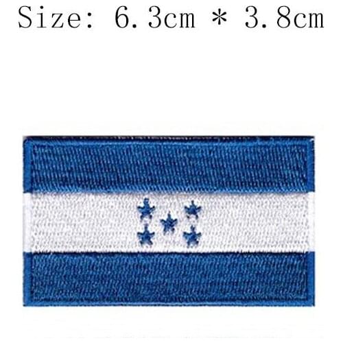 Honduras 2.5" wide embroidery flag patch Wholesale free shipping iron sew on caps left chestsun patch blue 5 stars Tegucigalpa