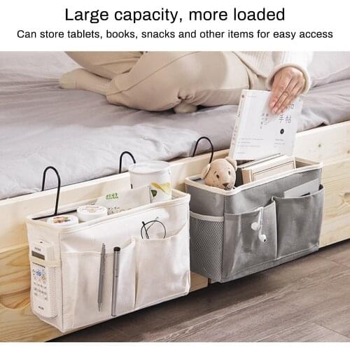 Canvas Bedside Hanging Pocket Storage Bag Bedroom Magazine Storage Pouch Diaper Caddy Toy Holder Baby Tissue Box Home Organizer