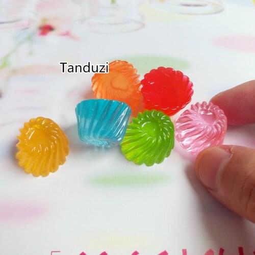 Tanduzi 20PCS Resin Simulation Food Mixed Jelly Candy Flatback Cabochons For Scrapbooking Hairpin Phone Decoration DIY Dollhouse