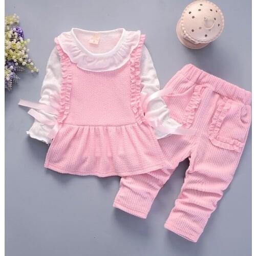 Newborn Baby Girls Autumn Clothes Set Children Outfits Long Sleeve Cotton Bow Sweatshirt + Pants 2pcs Kids Girl Clothes Set