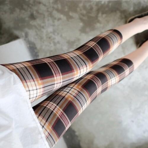 VIIANLES Plaid High Waisted Leggings For Women Mid-Calf Capris Plus Size Legging Female Khaki Red Graid Sportswear Push Up Pants