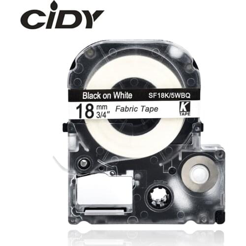 CIDY 1pcs Compatible SF18K/5WBQ LTC18-8 Fabric Iron Tape 18mm*4m black on white FOR Epson/KingJim label maker LW300 LW400 LW600