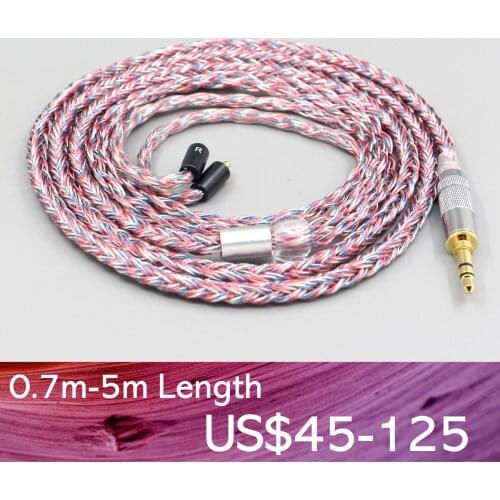 LN007577 16 Core Silver OCC OFC Mixed Braided Cable For Dunu T5 Titan 3 T3 (Increase Length MMCX) Earphone