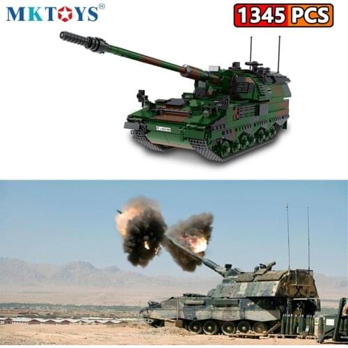 MKTOYS WW2 Military Germany Tank Building Blocks Panzerhaubitze 2000 Self Propelled Howitzers Batisbricks MOC Technical Bricks