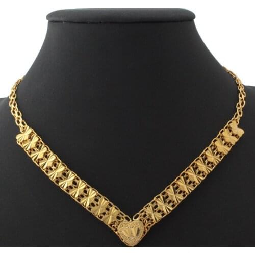 Trendy Couple Heart Necklace Gold Color Basketball Wives Fashion Jewelry Wholesale 46CM Necklace Gift For Women N232