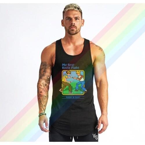My First Knife Fight Hobbies Games Brand Gym Clothing Bodybuilding Cotton Tank Tops For Men Summer Singlet Sleeveless Plus Size