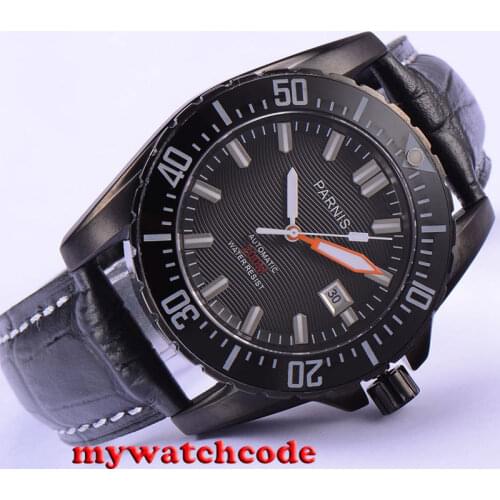44mm Parnis black dial Ceramic bezel 20atm automatic diving mens watch P681