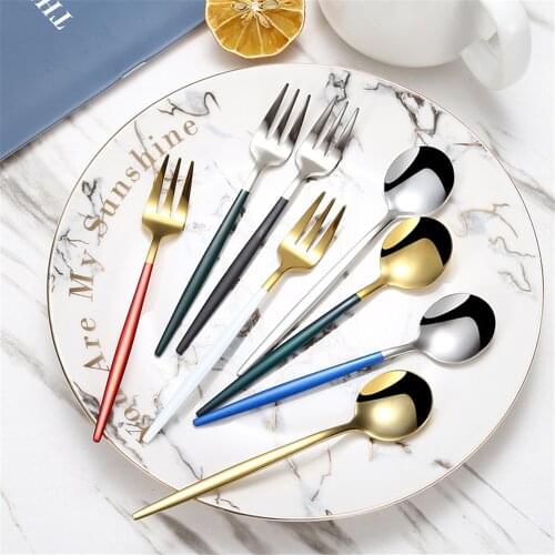 304 Stainless Steel Forks and Spoon Set Coffee Honey Dessert Tiny Spoons Tableware Cutlery Set Kitchen Accessories