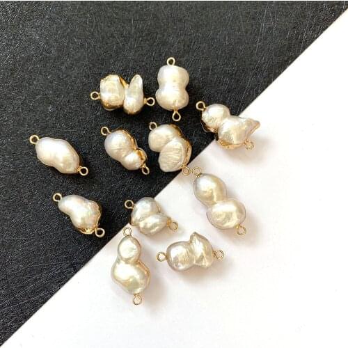 Natural Freshwater Pearl Irregular Peanut Shape Double Hole Linker for DIY Jewelry Making Necklace Bracelet Size 10x15-12x30mm