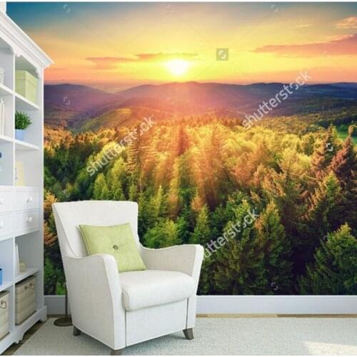Custom Landscape wallpaper,Sunset on Mount Forest,3D photo mural for living room bedroom restaurant background wall wallpaper