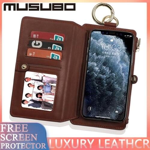 MUSUBO Luxury For iPhone 11Pro Max Phone Case Cover 8Plus 7 Plus Flip Fold Wallet Case XR XS Card Slot Stand Protective Antifall