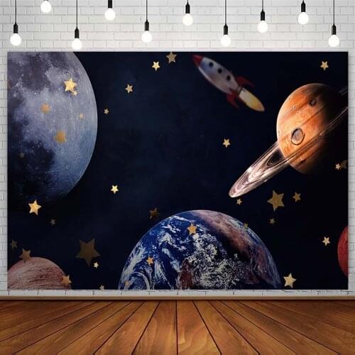 Sci-Fi Universe Backdrop Earth Planet Astronaut Rocket Birthday Newborn Photography Background Photo Studio Photozone Decor Prop