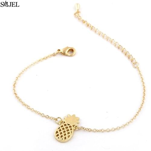 SMJEL New Fashion Link Chain Pineapple Bracelet Women Trendy Plant Fruit Charm Bracelets Femme Christmas Gift Summer