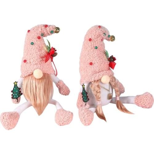 Christmas Gnome Decoration Long Hat Scandinavian Nisse Plush Doll with Mini Xmas Tree Christmas Tree Hanging Pendant Party Decor