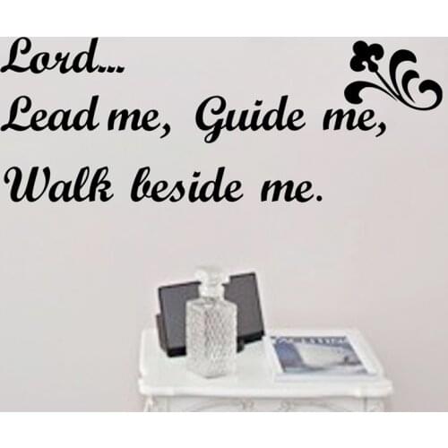 Lead me guide me walk beside me vinyl quotes wall decals for living room wall art decor adesivos de parede diy sticker