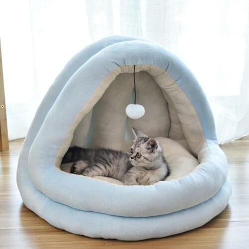 High Quality Pet Cat Bed House Soft Warm House Kittens Kennel Small For Cats Dogs Cat Cave Cute Nest Indoor Products Sleeping