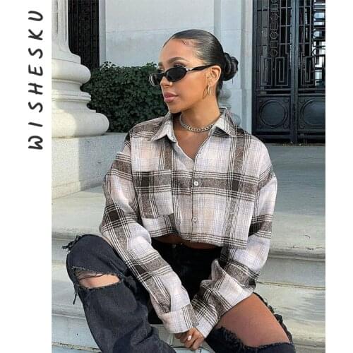 WISHESKU Women's Plaid Shirts