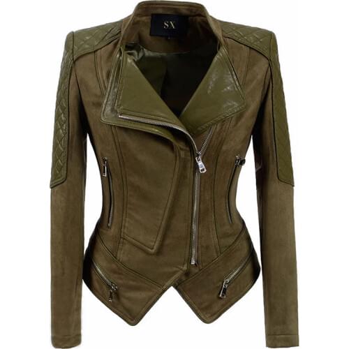6XL Women Autumn Spring Suede Faux Leather Jacket Plus Size Female Ladies Fall Motorcycle Biker Short PU Coat Oversize 5XL