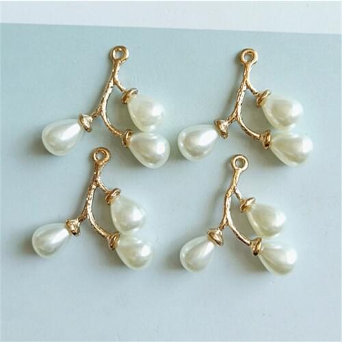 10pcs Elegant Pearl Tree Branch Alloy Charms Dangle Fit Necklace Bracelet Pendant DIY Fashion Handmade Jewelry Accessories FX501