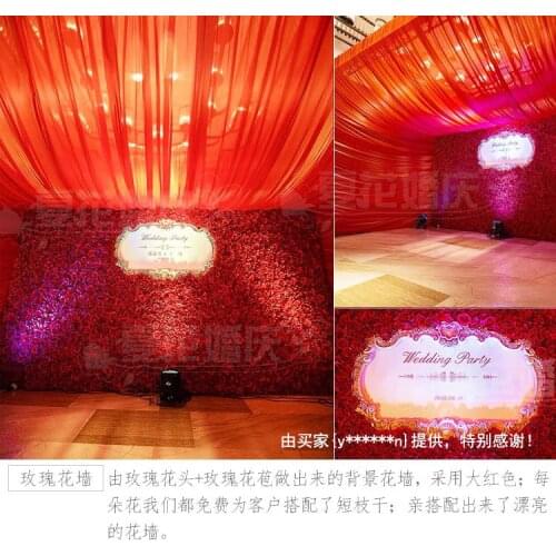 10pcs/lot Artificial silk rose flower wall wedding background lawn/pillar flower home market decoration wedding red flower wall