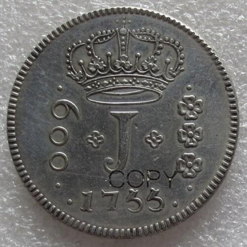 1755 Brazil 600 Reis-Jose I Silver Plated Copy Coin Size 37mm