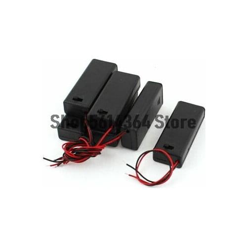 6 Pcs 2 Wired 2 x 1.5V AA Battery Holder Plastic Case Storage Black w Switch