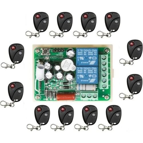 AC220V 2CH 2Channe Wireless Remote Control Switch System teleswitch 1*Receiver + 12*Transmitters for Appliances Gate Garage Door