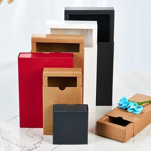 White Drawer Shape Craft Gift Handmade Soap Package Kraft Paper Gift Boxes Black Packaging Cardboard Box