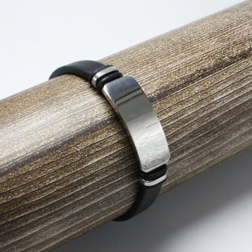 Stainless Steel Leather Bracelet Men Jewelry Punk Men Bracelet Black Charms Fashion Bangles