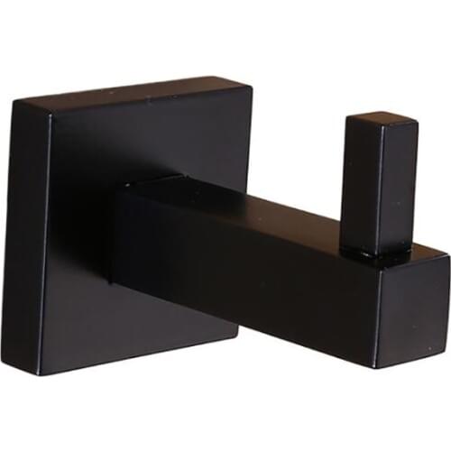 Black Single Robe Hook Stainless Steel Kitchen Bathroom Shower Square Hook for Coat, Clothes, Towel, Sponges, Wall Mounted