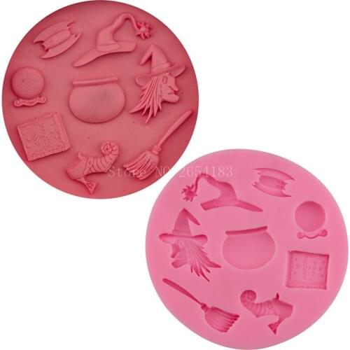DIY Cartoon Halloween Pumpkin Witch Silicone Cake Mold Fondant 3D Cupcake Jelly Candy Chocolate Decoration Baking Tool FQ1837